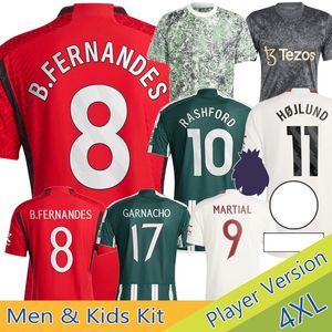 23 24 Maillots de football Kit pour enfants Bruno Fernandes Rashford Mount Stone Roses Maillot de football Home Away 3ème 2023 2024 Femmes Gardien de but GK Formation Garnacho Martial Hojlund