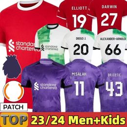 23 24 Soccer Jerseys Kids Kit thuis weg derde 3e 2023 2024 Mohamed Diogo Luis Diaz Alexander Arnold Football Shirts Mac Allister Gakpo Thiago Alexander Arnold