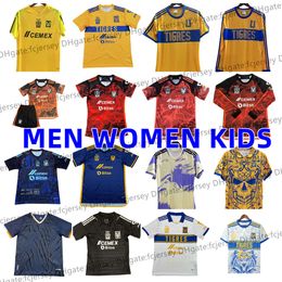 23 24 voetbalshirts Mexico Tigres Maillot de Football Gignac L.quinone Home weg Derde Aquino lange mouwen gele uanl mannen shirt vrouwen kinderspeler mx camiseta futbol