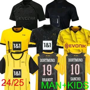 24 25 Soccer Jerseys Reus Dortmunds 2023 2024 Borussia Soccer Haller voetbalshirt Bellingham Neongelb Hummels Brandt Men Kids Special Kit All Black Maillot de Foot