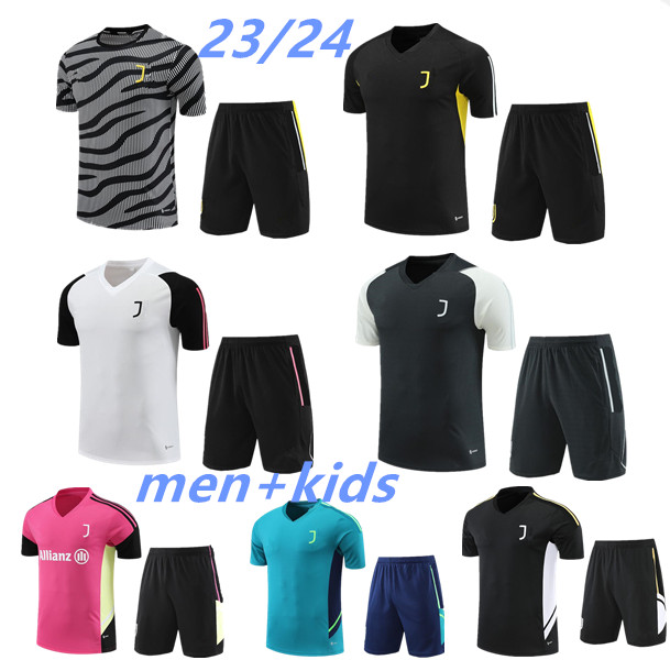 23 24 Maillots de football Combinaison d'entraînement à manches courtes POGBA DI MARIA VLAHOVIC CHIESA 23/24 Survêtement Hommes Enfants Ensemble Kit de Football Uniforme Sportswear