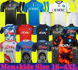23 24 SSC Napoli Soccer Jerseys Kvaratskheia Ozano OSIMHEN ANGUISSA Naples Shirt Football Poitano Magia Mertens Maradona 2023 2024 Minjae Men Kid Kit Kit