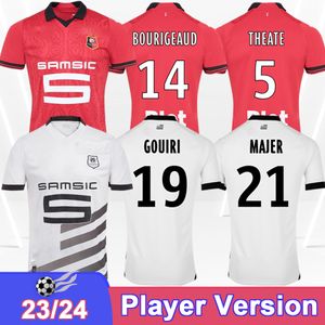 23 24 Stade Rennais Bourigeaud Terrier Player Version Mens Soccer Jerseys Doku Gouiri Theate Santamaria Kalimuendo Home Away Football Shirts