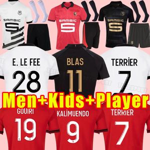 23 24 Stade Rennais Soccer Jerseys 2023 2024 Terrier Rennes Fans Versión del jugador Jersey Maillots Bourigeaud Sulemana Niang Da Majer Asistentes de niños Adultos Men Full Set