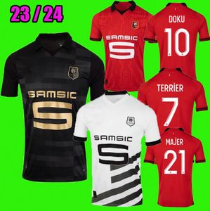 23 24 Maillots de football du Stade Rennais GOUIRI Player Version Rennes TERRIER BOURIGEAUD KAMALDEEN KALIMUENDO HOME 2023 2024 DOKU Maillot de football homme ENFANTS