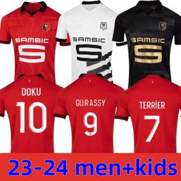 23 24 Maillots de football Stade Rennais Accueil Maillot de foot Rennes 2023 SULEMANA BOURIGEAUD TERRIER DOKU LABORDE SANTAMARIA hommes kit enfants maillots de football