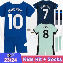 23 24 Sterling T.Silva Kids Kit Soccer Jerseys Chalobah Enzo Fofana NKunku Home Away 3rd Child Suit voetbalshirt Korte mouw uniformen
