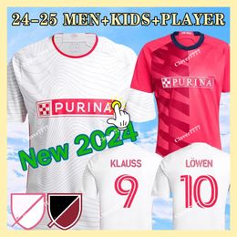 23 24 STL CITY SC Jerseys Soccer Kids Kit Man 2023 2024 Football Shirts Home Red Away 3rd White Confluence Lowen Klauss Jackson Nilsson Men's Uniform Blom Parker
