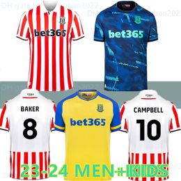 24 25 Stoke City Mikel Campbell Soccer Jerseys Smith Fletcher Powell Brown Clucas Kits Home 2024 2025 Lewis Baker Baker Men Kid Kit Kit Football Shirts Uniforms Tops 999