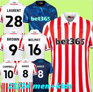 23 24 Stoke City Mikel Campbell Soccer Jerseys Troisième SMITH FLETCHER POWELL BROWN CLUCAS Accueil Kits 2023 2024 Camiseta Baker Powell Brown Football Hommes Chemises