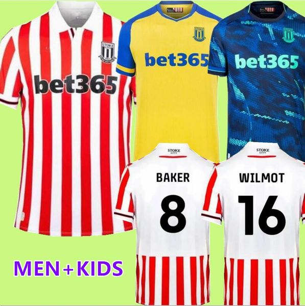 23/24 Stoke City MIKEL CAMPBELL camisetas de fútbol SMITH FLETCHER POWELL BROWN CLUCAS kits de inicio 23/24 Lewis Baker Baker hombres niños kit Camisetas de fútbol Uniformes tops66 8896