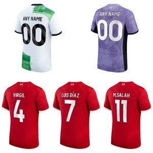 23/24 The Reds Virgil Diaz Salah Soccer Jerseys Designs for Fans - Home Away Third Kits 'Kids' Kid Kits Kid Kits Différent Tailles Szoboszlai Editions Premium