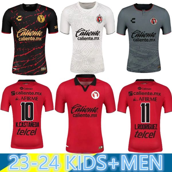 23-24 Tijuana de Xolos Soccer Jersey 23 24 Club Manotas Martinez Angulo Castillo Rosa Home Football Shirt 2023-2024 Kids + Men