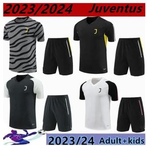 23 24 Juventus Soccer Jerseys Manches courtes Combinaison d'entraînement POGBA DI MARIA VLAHOVIC CHIESA 2023 2024 Survêtement hommes enfants kit ensemble kit de football uniforme sportswear