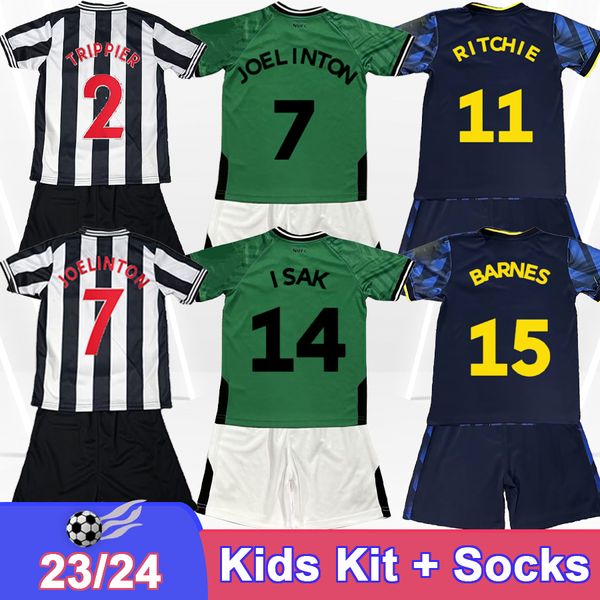 23 24 Trippier Tonali Kid Kit Soccer Jerseys Wilson Joelinton Barnes Isak Almiron Burn Willock Gordon Home Away 3rd Child Football Shirts Short Sleeve