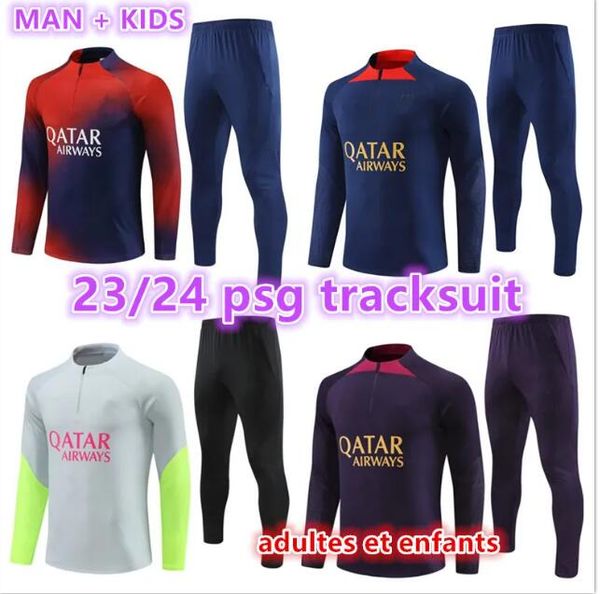 23 24 TUTA PS GS Men de football de football Tracks Training Training Maillot Jerseys Jacket Kit 2023 2024 Paris Mbappe et Kids Soccer Tracksuit Jogging Foot survit