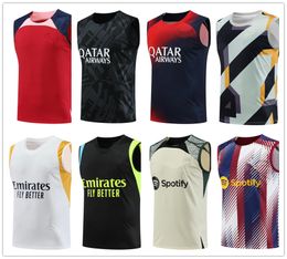 23 24 gilet sans manches maillots d'entraînement de football t-shirt 2023 vêtements d'avant-match survêtement à manches courtes football unifo