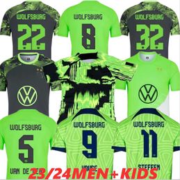 23 24 VfL Wolfsburg Voetbalshirts LACROIX VAN DE VEN 2023 2024 ARNOLD GERHARDT SVANBERG MARMOUSH WIND KAMINSKI WALDSCHMIDT WIMMER Kindertenues voetbalshirt