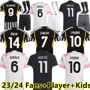 23 24 VLAHOVIC CHIESA maillots de football 2023 2024 MILIK juVeNtUS POGBA hommes enfants ensemble BONUCCI maillots de football DI MARIA uniforme Kostic Fagioli Danilo maglie da calcio