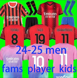 AC 24 25 Maglia Giroud Rafa Lea Pulisic 4th Soccer Jersey Kid Kit 2023 2024 Home Away 3rd Football Shirts Calcio Maillot Tomori Théo Pleasures Quatrième Black Beige