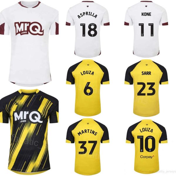 23-24 Watfords Soccer 4 Wesley Hoedt Jerseys Club 9 Mileta Rajovic 19 Bayo Youssouf 37 Matheus Martins 10 Imran Louza 7 Tom Ince Kits de maillots de football Uniforme respirant