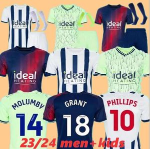 23-24 West Bromwich Soccer Jerseys LIVERMORE DIANG BRUNT Albion Chemise de football Robinson Grant Mowatt 2023 2024 Accueil PHILLIPS Hommes Enfants Kits Uniformes Troisième