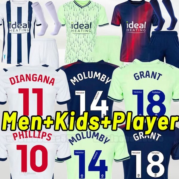 23 24 WEST Bromwich Soccer Jerseys JAUNE LIVERMORE DIANG BRUNT Maillot de football Albion 2023 2024 Domicile Extérieur Robson-Kanu PHILLIPS Hommes Kits ensembles uniformes ENSEMBLE COMPLET ADULTE