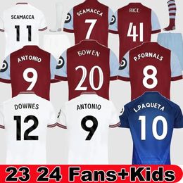 23 24 West Hams Soccer Jersey Kid Kit Prague BOWEN RICE SCAMACCA Chemises de football Hommes United BENRAHMA ANTONIO FORNALS LANZINI PAQUETA Blanc Troisième 3ème LANZINI