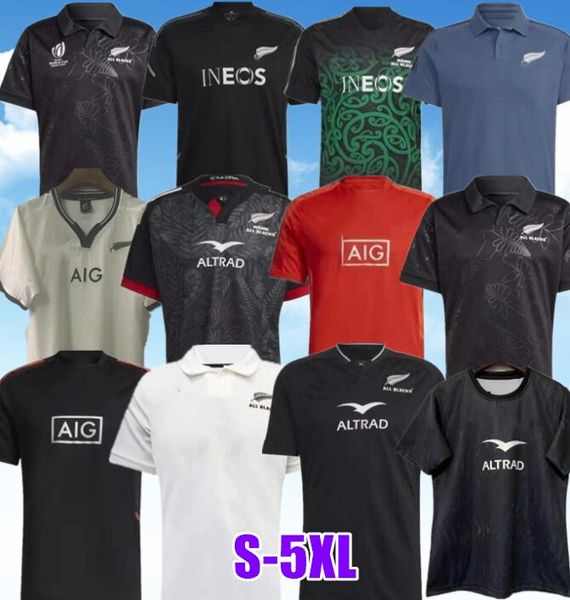 23-24 COPA MUNDIAL NEGROS Rugby Jerseys Negro Nueva Jersey Zelanda Moda Sevens 2023 2024 Todo SUPER Rugby Chaleco Camisa POLO Maillot Camiseta Maglia Tops