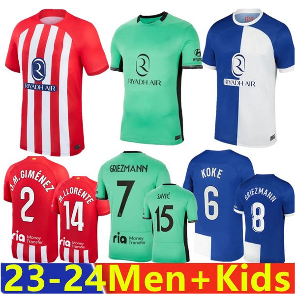 23 24 Camisetas de fútbol del Atlético de Madrid GRIEZMANN 23 24 120 aniversario 23 24 M.LLORENTE KOKE SAUL Correa LEMAR camiseta de fútbol hombres niños kit conjuntos uniformes 16-4XL