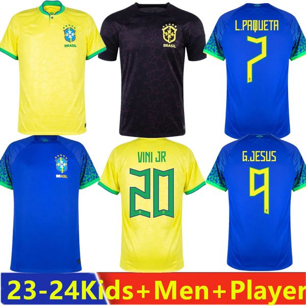 23 24 Camisetas de fútbol de Brasil Brasil Camisetas retro CASEMIRO VINI JR RICHARLISON PELE 98 2002 2004 Carlos Romario Ronaldinho camisa de futebol 1994 2006 RIVALDO Kit para niños