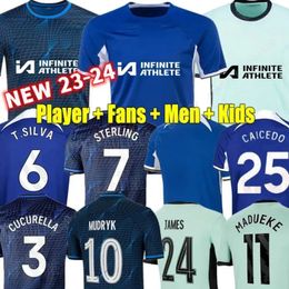 23 24cheiseas Enzo CFC NKUNKU SOCUCER Jerseys Player Fans Mudryk Collection Gallagher Sterling Home Uniform 2023 2024 Fofana weg uit voetbalshirtkits Caicedo