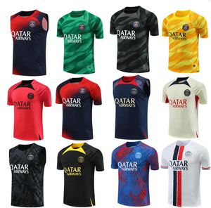 23 24 Paris Soccer Jerseys Camisa de entrenamiento MBAPPE 7 HAKIMI SERGIO RAMOS 2023 2024 Hombres Camisetas de fútbol Adulto Manga corta Ropa deportiva