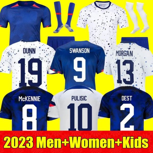 23 24PULISIC UsaS Soccer Jerseys WEAH ACOSTA REYNA AARONSON McKENNIE Maillot de Futol FERREIRA DEST MORGAN Us A Football Shirt Rapinoe Dunn Hommes Femmes Enfants