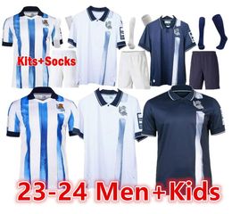 2023 2024 Real Sociedad voetbalshirts CHO TAKE KUBO OYARZABAL SADIQ ANDRE SILVA ZUBIMENDI BRAIS MENDEZ MERINO LE NORMAND thuis weg Heren en kinderen 23 24 voetbalshirt66