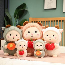 23/40/50cm linda Alpaca con juguetes de peluche de frutas suave oveja Alpaca muñecas Animal relleno juguete para los amantes del bebé regalo de cumpleaños