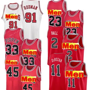 23 45 Jersey Scottie 33 Pippen Dennis 91 Rodman Lonzo 2 Ball Demar 11 DeRozan Zach 8 Lavine Derrick 1 Rose Basketball Jerseys 00