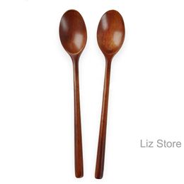 Cucharas de madera de 23,5 cm, cucharas de sopa de miel y leche de madera para comer, mezclar, agitar, cuchara de mango largo, cuchara para café de cocina casera, cucharadita TH1250