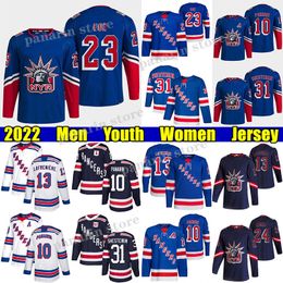 #23 Adam Fox NY Reverse Retro hockeytrui #10 Artemi Panarin Rangers#31 Igor Shesterkin Mika Zibanejad Chris Kreider Jacob Trouba Kaapo Kakko Ryan Reaves-truien