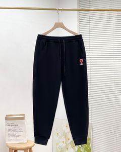 23 automne/hiver AMIS hommes femmes pêche coeur broderie haute qualité argent renard velours pantalon décontracté hommes vêtements de sport Joggers pantalon