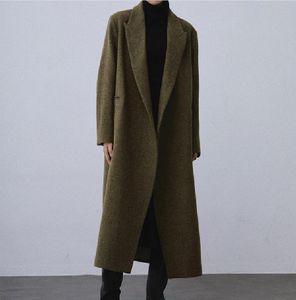 Manteau en laine r * w pour femme, chaud et épais, Long, Style minimaliste, épaules larges, 23 automne/hiver