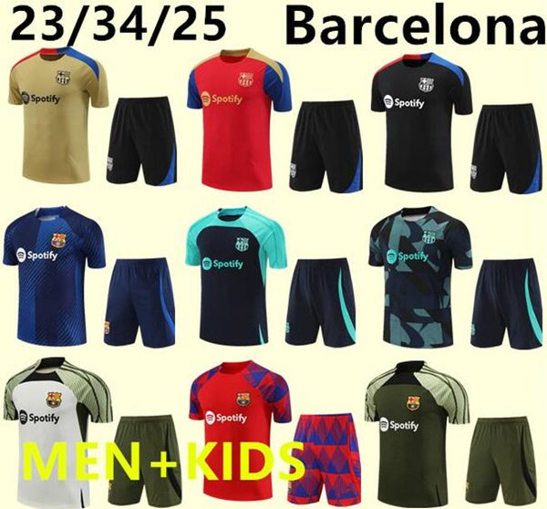 24/25 Survêtements de Barcelone Maillot de football Ensemble de Barcelone AUBA PEDRI GAVI 23/24 Nouveaux vêtements de sport Gilet à manches courtes pour enfants adultes Chemise d'entraînement Sweat-shirt de qualité