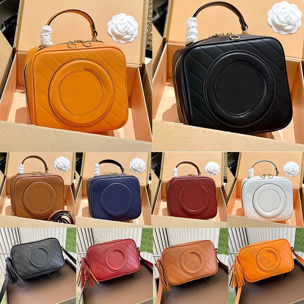 Nuevo bolso de asa superior blondie redondo entrelazado g parche de cuero cuero naranja pequeño bolso de hombro borla lateral diseñador mujer bolso bandolera monedero