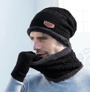 23 carhart mens hats Winter Knit carhart Beanie Hat Neck Gloves Set Warmer Fleece Lined Skull Cap Infinity Scarves Touch Screen Mittens para Hombres Mujeres negro gris