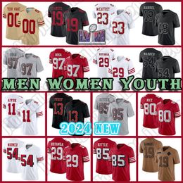 23 Christian McCaffrey 13 Brock Purdy camisetas de fútbol Deebo Samuel George Kittle San Franciscos 49eres Nick Bosa Jerry Rice Joe Montana Sam Darnold Kyle Juszczyk D1