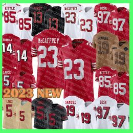 Christian McCaffrey voetbalshirts Deebo Samuel Brock Purdy George Kittle Niners Nick Bosa Sam Darnold Fred Warner Brandon Aiyuk 49ers Joe Montana Kyle Juszczyk