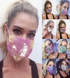 23 couleurs Masque en diamant masques en mailles colorées Bling Diamond Party Mask Grid Grid Mask Washable Sexy Hollow Masks1046792