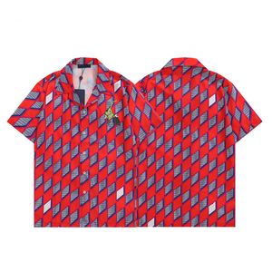 23 chemises de créateur pour hommes Fashion Géométrique Imprimé Bowling Shirt Hawaiian Flower Casual Shirt Men Slim Ajustement à manches courtes T-shirt polyvalent M-3XL