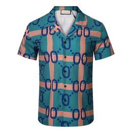 23 Mode Hawaii Bloemen Brief Print Strand Shirts Heren Designer Zijden Bowling Shirt Casual Shirts Mannen Zomer Korte Mouw Los Overhemd M-3XL