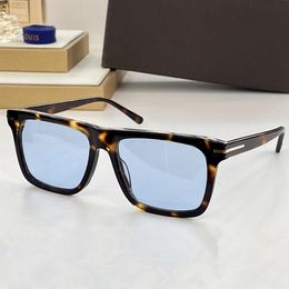 23 Hombres de moda Conciso Rectangular Gafas de sol grandes UV400 Polarizadas 90f6 Italia acetatos importados fullrim58-17-145 gafas azules tortuga estuche de diseño completo